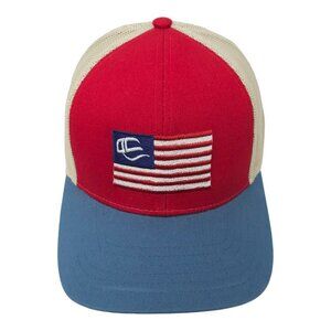 Outdoor Cap Embroidered Flag Mesh Snapback Cap Trucker Baseball Hat Red Blue
